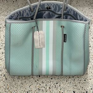 NEW PreneLOVE seafoam green grey gray classic large tote bag neoprene